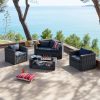 Marvis Salon De Jardin Gris Anthracite Effet Rotin Tressé (4 concernant Cdiscount Salon De Jardin