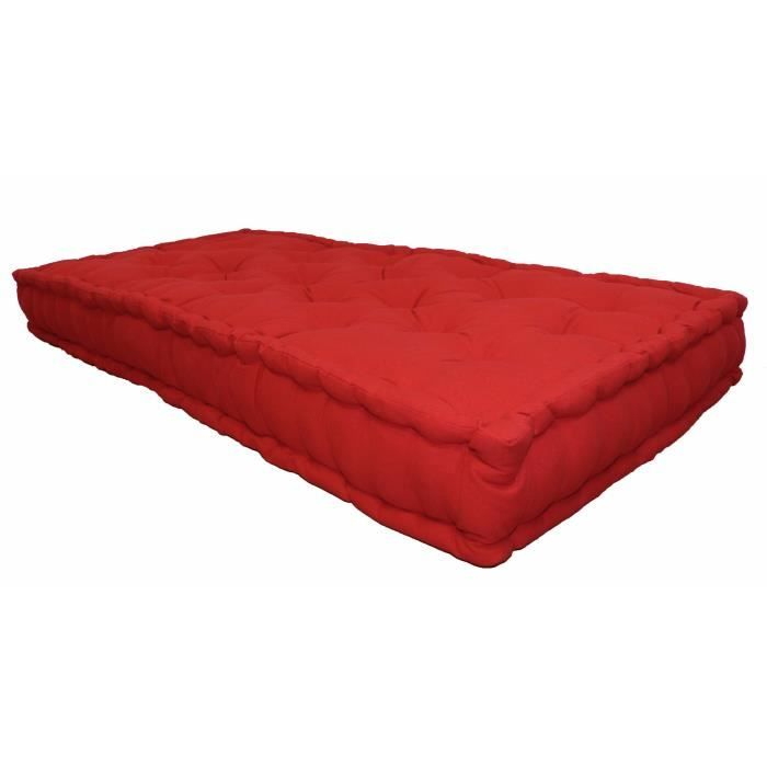Matelas De Sol 100% Coton 60X120X15 Cm Rouge - Achat dedans Matelas De Sol Banquette 60X120X15