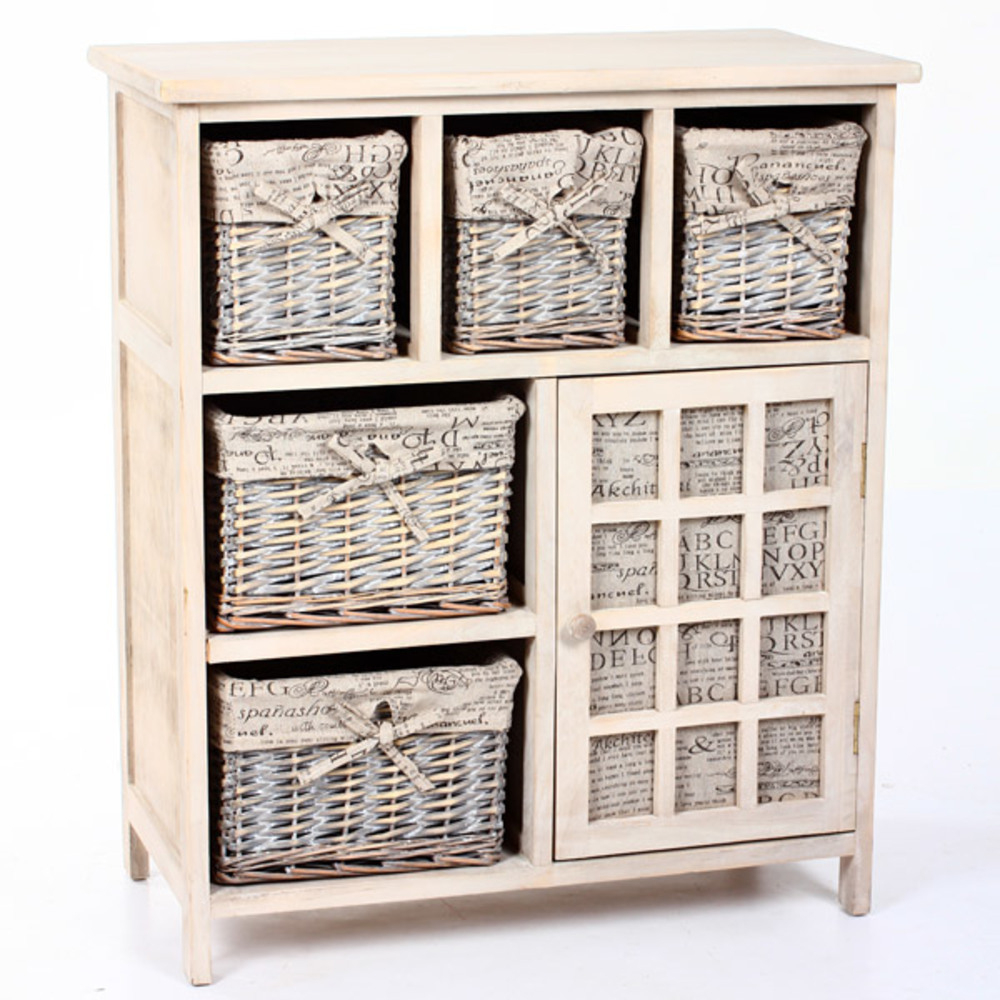 Meuble 1 Porte + 5 Paniers Lys concernant Amazone Meuble