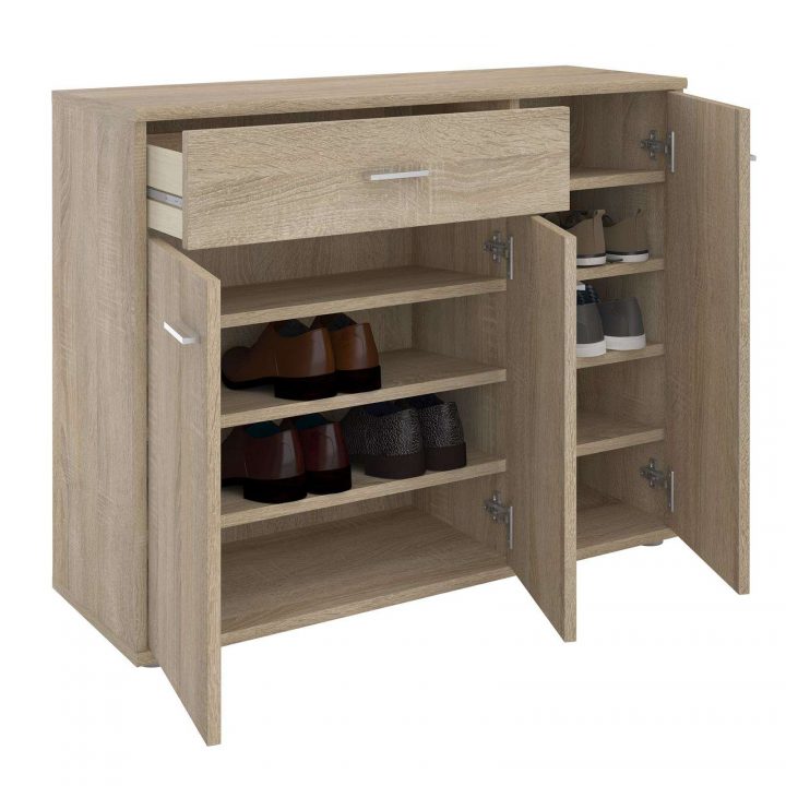 Meuble À Chaussures Camille, En Mélaminé Décor Chêne Sonoma tout Meubles À Chaussures But