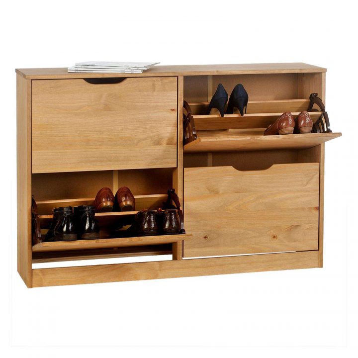 Meuble À Chaussures En Pin Basil, 2X2 Abattants, Lasuré Couleur Miel dedans Lasurer Un Meuble