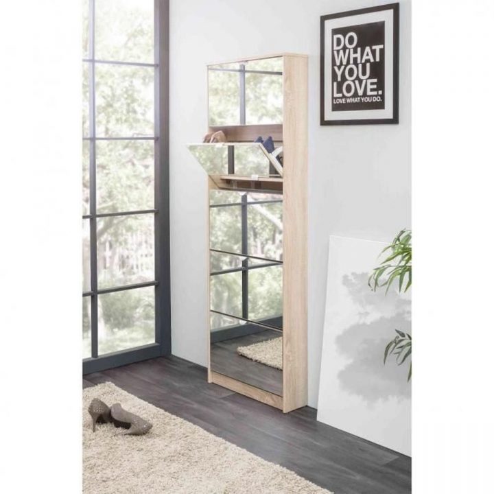 Meuble À Chaussures Miroir 5 Tiroirs En Bois Imitation Chêne concernant Meuble A Chaussure Miroir Meuble À Chaussures Miroir 5 Tiroirs En Bois Imitation Chêne concernant Meuble A Chaussure Miroir