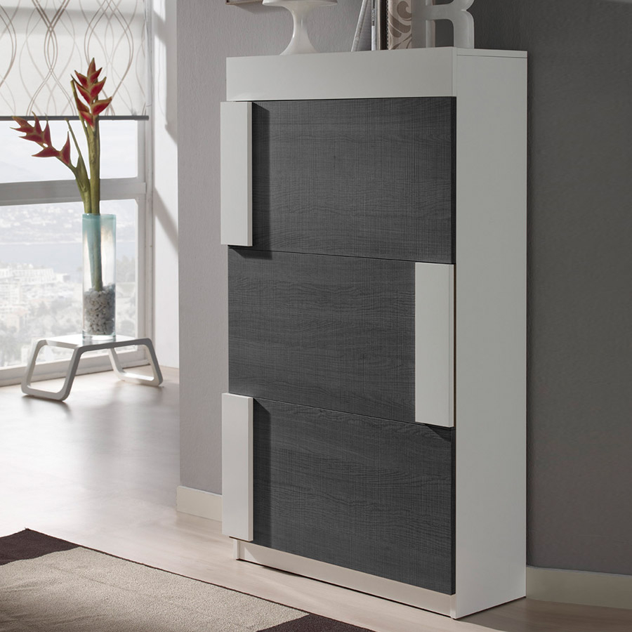 Meuble À Chaussures Moderne Couleur Gris Et Blanc Ometo 3 encequiconcerne Meuble Pour Une Entrée