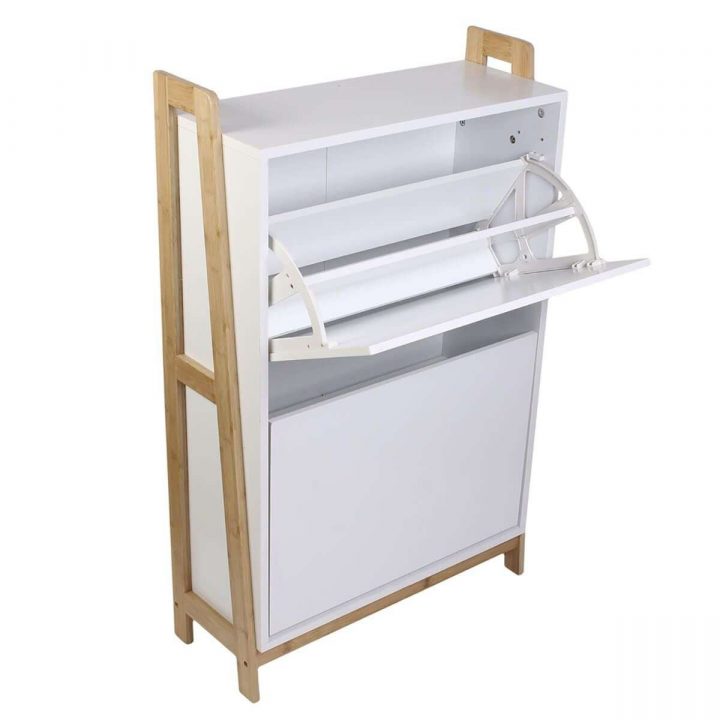 Meuble À Chaussures Naturel Et Blanc – Tarnby avec Meuble Chaussures But