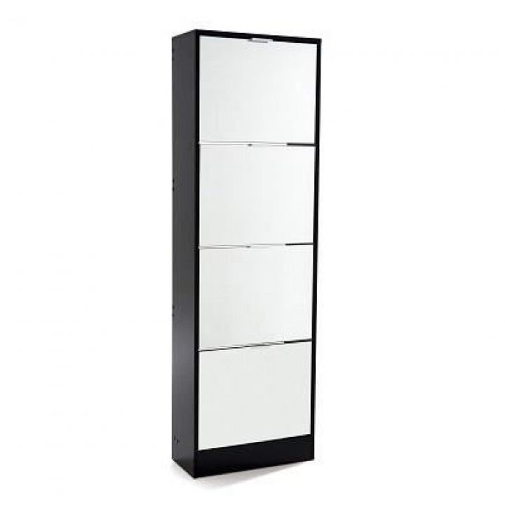 Meuble À Chaussures Rack2 Noir 4 Portes Miroir tout Meuble A Chaussure Miroir Meuble À Chaussures Rack2 Noir 4 Portes Miroir tout Meuble A Chaussure Miroir
