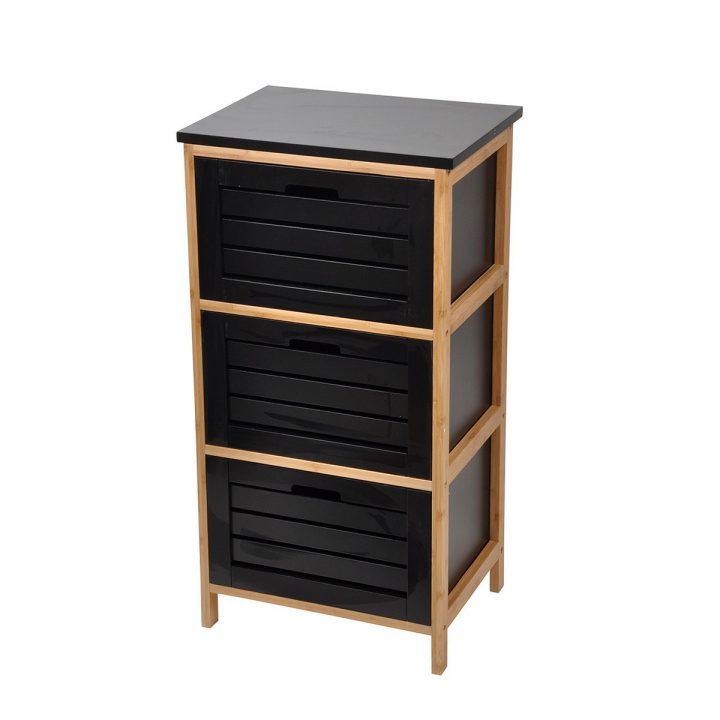 Meuble Bas 3 Tiroirs Bambou Noir pour Meuble Bas A Tiroir