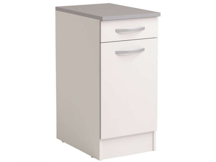 Meuble Bas 40 Cm 1 Porte + 1 Tiroir Spoon Coloris Blanc concernant Meuble Salle De Bain Profondeur 40 Cm