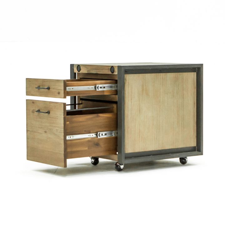 Meuble Bas / Caisson De Bureau À Roulettes Inspiration Indus' En Acacia Et  Métal, 2 Tiroirs 51X60X60Cm Brooklyn avec Meuble Bas A Tiroir