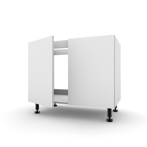 Meuble Bas Sous-Évier 100Cm 2 Portes 70X50 Soft Blanc Mate dedans Meuble Sous-Évier 100 Cm Castorama