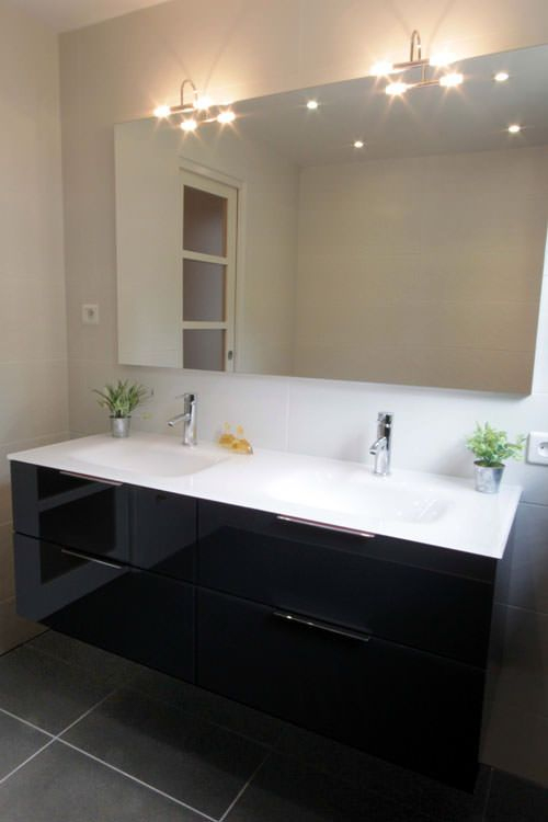 Meuble Black And White En Verre ! – Atlantic Bain encequiconcerne Meuble Salle De Bain 130 Cm