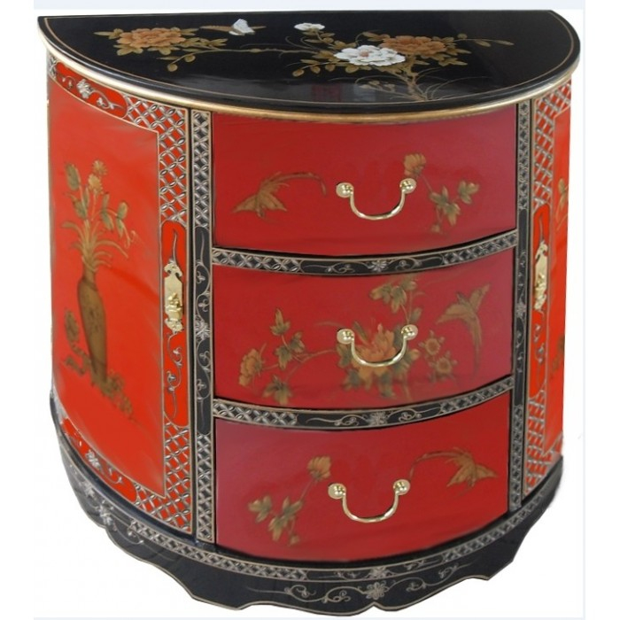 Meuble Chinois Demi-Lune 2 Portes 3 Tiroirs | Meubles avec Petit Meuble Chinois