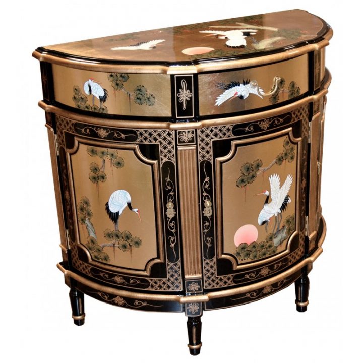 Meuble Chinois D'Entrée Laqué Demi Lune – Meuble Chinois Laqué destiné Petit Meuble Chinois