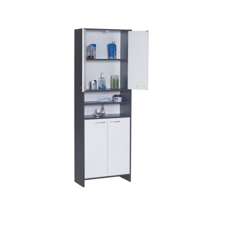 Meuble Colonne Salle De Bain Double Anthracite/Blanc 177,5Cm à Colonne Salle De Bain