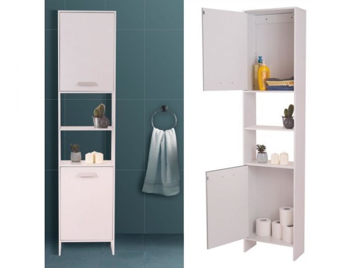 Meuble Colonne Salle De Bain En Bois Design Blanc – Vente avec Conforama Salle De Bain