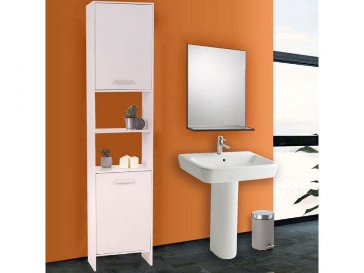 Meuble Colonne Salle De Bain En Bois Design Blanc – Vente serapportantà Conforama Salle De Bain