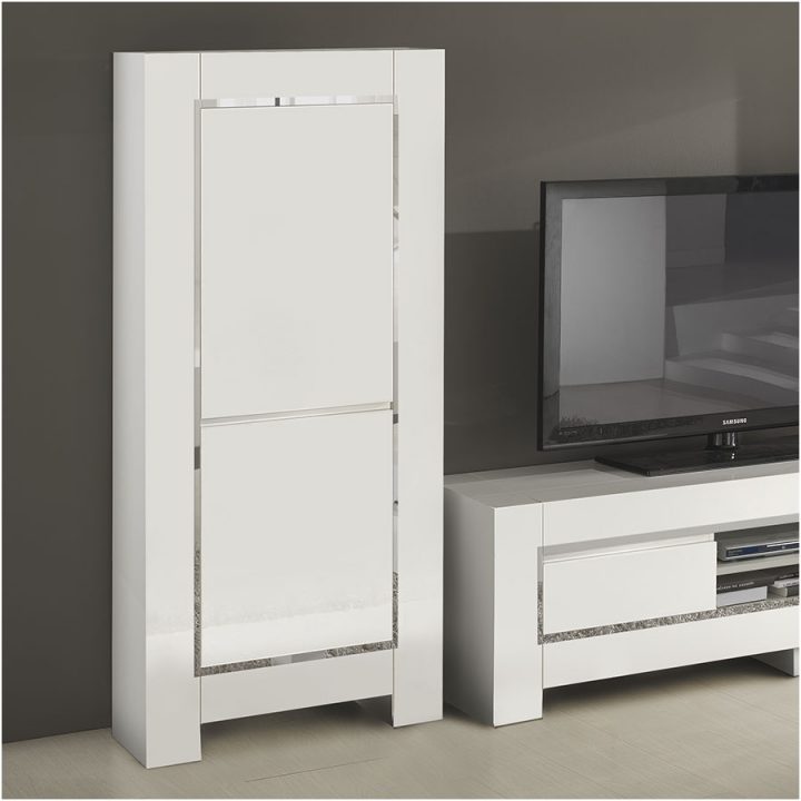 Meuble Colonne Salon Nice Meuble Colonne Blanc Laqu Bandes encequiconcerne Meubles Salon Nice