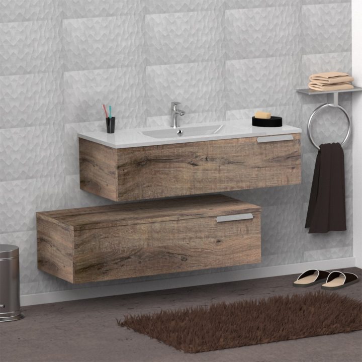 Meuble Complémentaire De Salle De Bains Infini Décalé Pitaya 1 Tiroir 100Cm dedans Armoirette Salle De Bain