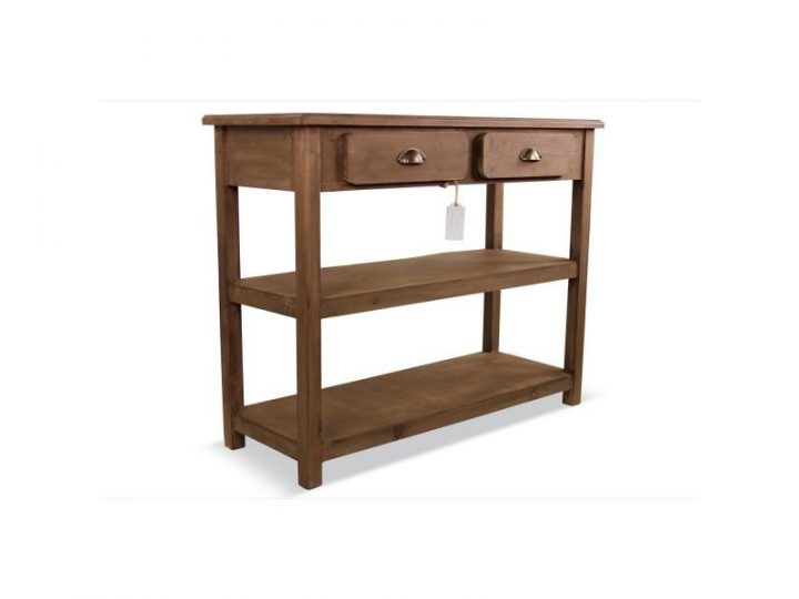 Meuble Console Drapier Bois 2 Tiroirs 100X40X80.5Cm encequiconcerne Meuble Console Conforama