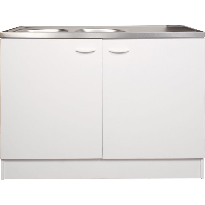 Meuble De Cuisine Sous-Évier 2 Portes, Blanc, H86X L120X encequiconcerne Meuble Sous-Évier 120 Brico Dépôt
