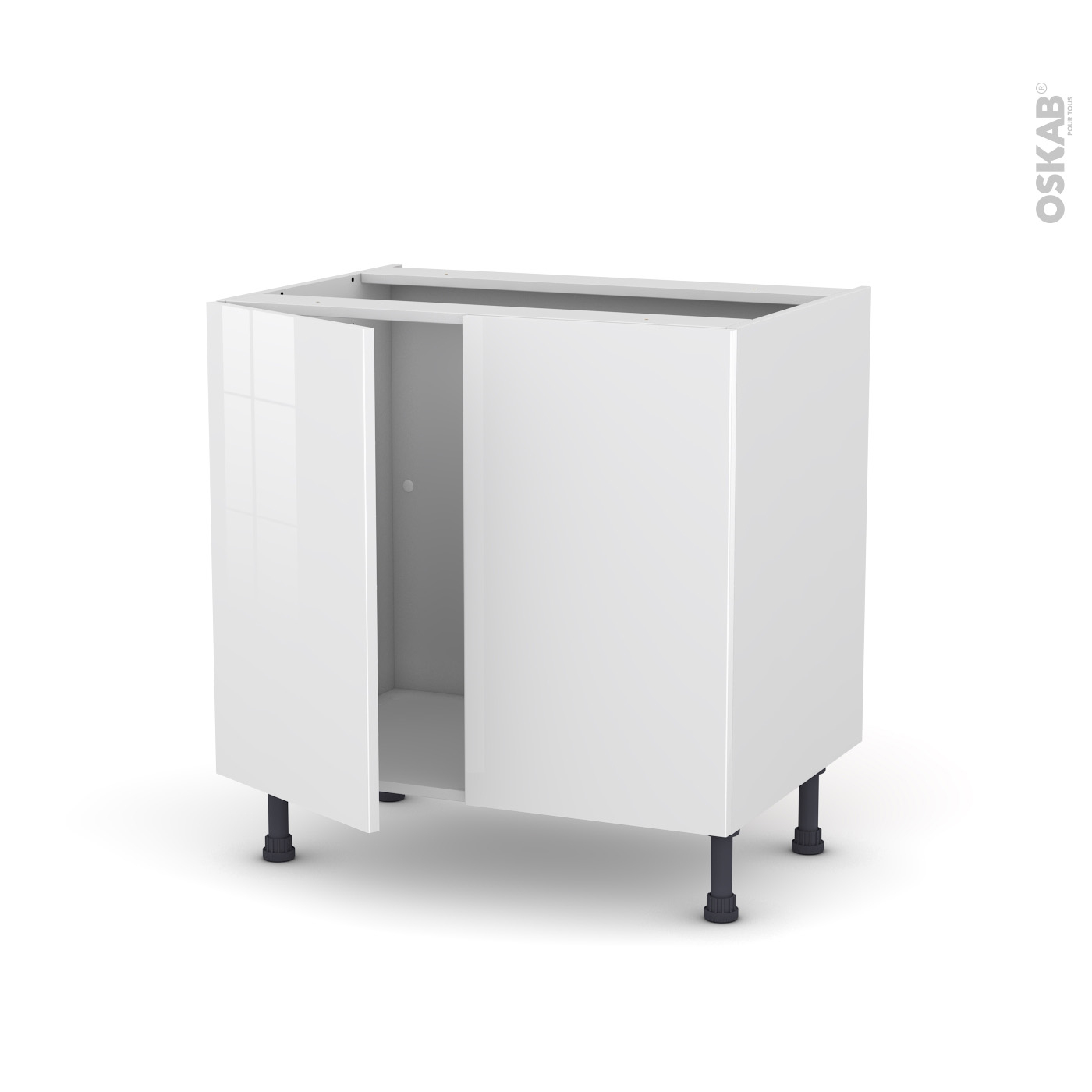 Meuble De Cuisine Sous Évier Bora Blanc, 2 Portes, L80 X H70 X P58 Cm pour Meuble Sous Evier 100 Cm