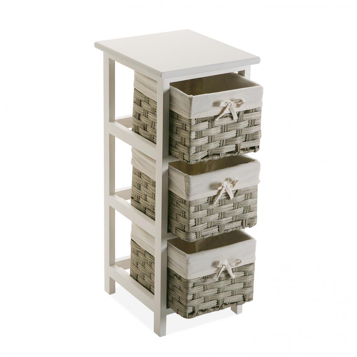 Meuble De Rangement Blanc Avec 3 Paniers Imprimés Beige Balta Plus De Détails dedans 3 Suisses Meuble Salle De Bain