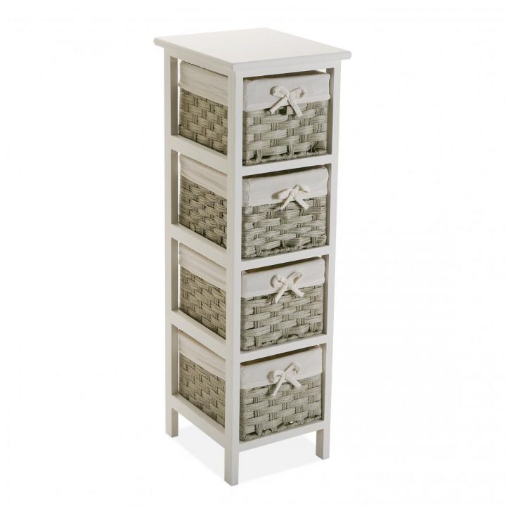 Meuble De Rangement Blanc Avec 4 Paniers Imprimés Beige Balta Plus De  Détails encequiconcerne Les Trois Suisses Meubles