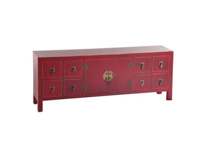 Meuble De Rangement Chinois Rouge Avec 8 Tiroirs, Meuble serapportantà Petit Meuble Chinois