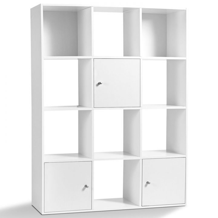 Meuble De Rangement Cube 12 Cases Bois Blanc Avec 3 Portes encequiconcerne Meuble Case