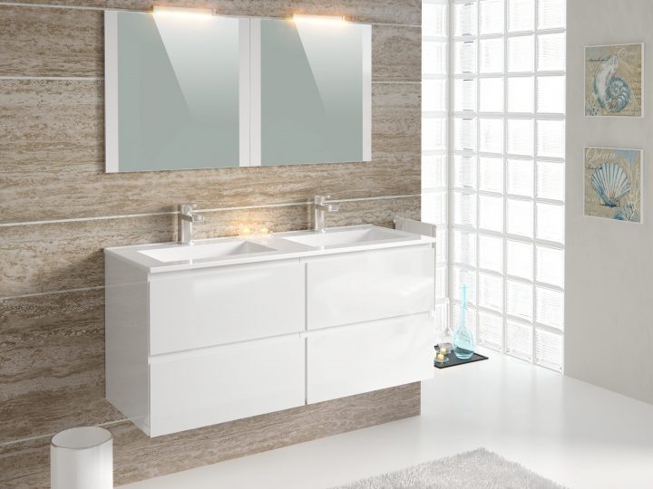Meuble De Salle De Bain 120 Cm Fidji Blanc | Idée Salle De tout But Meuble De Salle De Bain