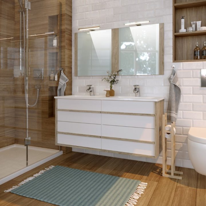 Meuble De Salle De Bain 120 Cm Koh Tao Pas Cher – Meuble De à Meuble Salle De Bain Pas Cher But