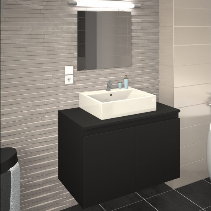 Meuble De Salle De Bain 80 Cm – Cologne – Laqué Blanc Ou Gris Mat Bain Room intérieur Meuble Salle De Bain Noir Mat