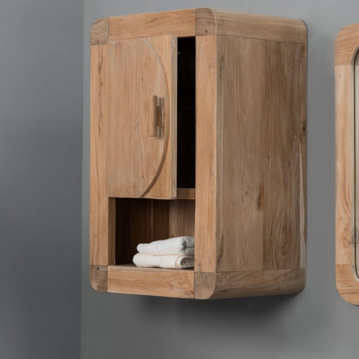 Meuble De Salle De Bain Armoire De Toilette En Teck Rétro 44Cm encequiconcerne Armoirette Salle De Bain