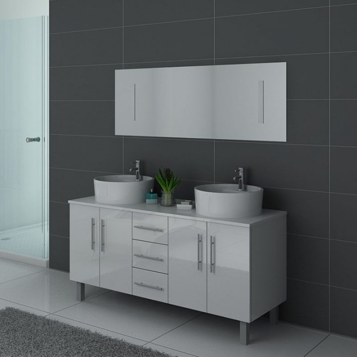 Meuble De Salle De Bain Blanc 2 Vasques, Meuble De Salle encequiconcerne Meuble Salle De Bain