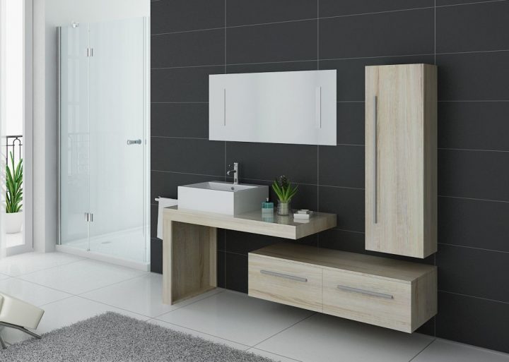 Meuble De Salle De Bain Couleur Bois Naturel, Meuble De avec Meuble Salle De Bain