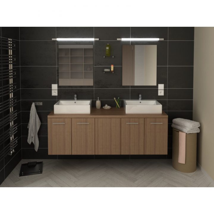 Meuble De Salle De Bain Double Vasque 150 Cm Finition Bois serapportantà Meuble Salle De Bain 130 Cm Meuble De Salle De Bain Double Vasque 150 Cm Finition Bois serapportantà Meuble Salle De Bain 130 Cm