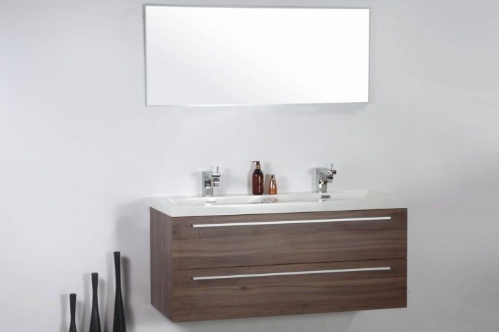 Meuble De Salle De Bain Double Vasques 120 Cm + Miroir encequiconcerne Vente Privée Meuble Salle De Bain