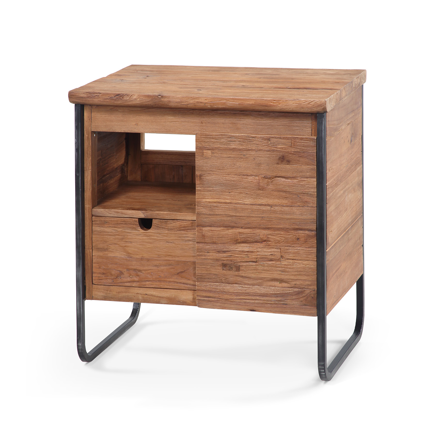 Meuble De Salle De Bain En Bois Massif De Teck Et Métal avec Petit Meuble Metal