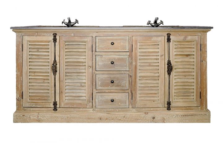 Meuble De Salle De Bain En Bois Persiennes – Double Vasque – Hanoï tout But Meuble De Salle De Bain