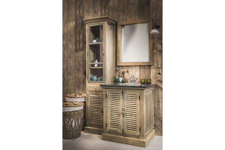 Meuble De Salle De Bain En Bois Persiennes – Vasque Simple – Hanoï avec Armoir Salle De Bain