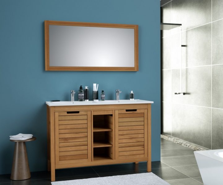 Meuble De Salle De Bain En Eucalyptus Bahamas Pas Cher pour Meuble Salle De Bain Pas Cher But