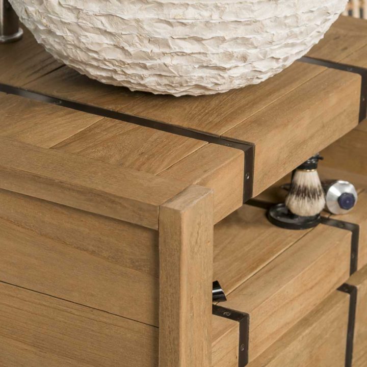 Meuble De Salle De Bain En Mindi Naturel Et Métal 60 Loft encequiconcerne Meuble Salle De Bain Metal