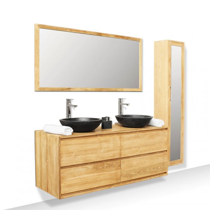 Meuble De Salle De Bain En Teck Belon (120Cm) tout Armoirette Salle De Bain