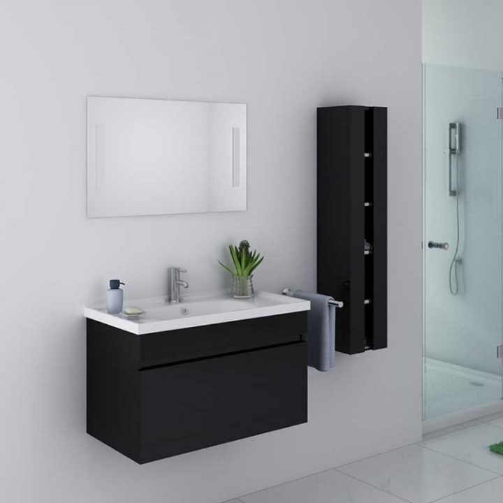Meuble De Salle De Bain Noir Brillant 1 Vasque, Meuble De tout Ikeasalle De Bain