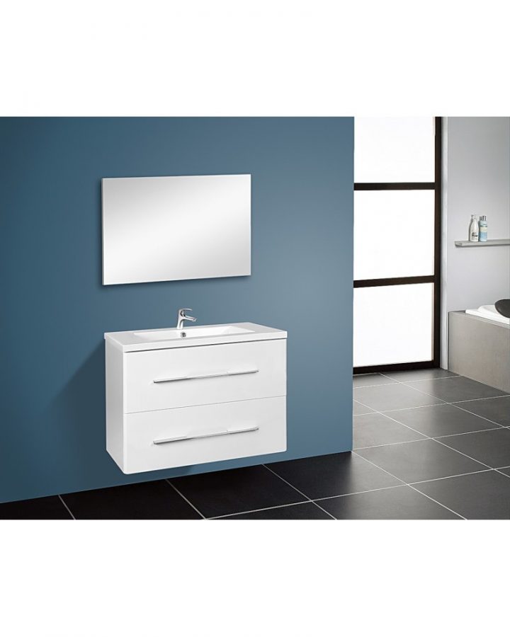 Meuble De Salle De Bain Sous Vasque 2 Portes Nina 80 Avec Vasque Pas Cher destiné Meuble Sdb Pas Cher