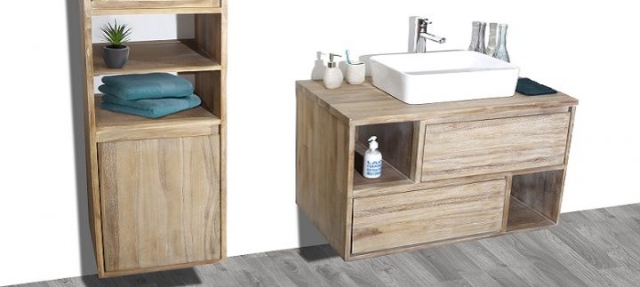 Meuble De Salle De Bain Teck 2 Tiroirs 120 Cm Elixir dedans Meuble Zago