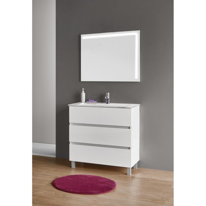 Meuble De Salle De Bains Aurlane 80Cm Blanc serapportantà Armoirette Salle De Bain