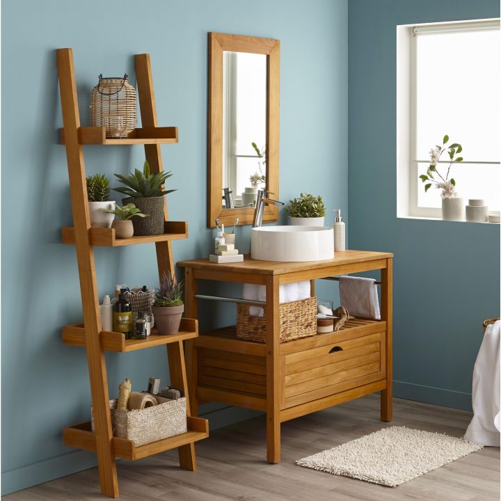 Meuble De Salle De Bains L.90 X H.76.2 X P.50 Cm, Teck destiné Magasin Salle De Bain