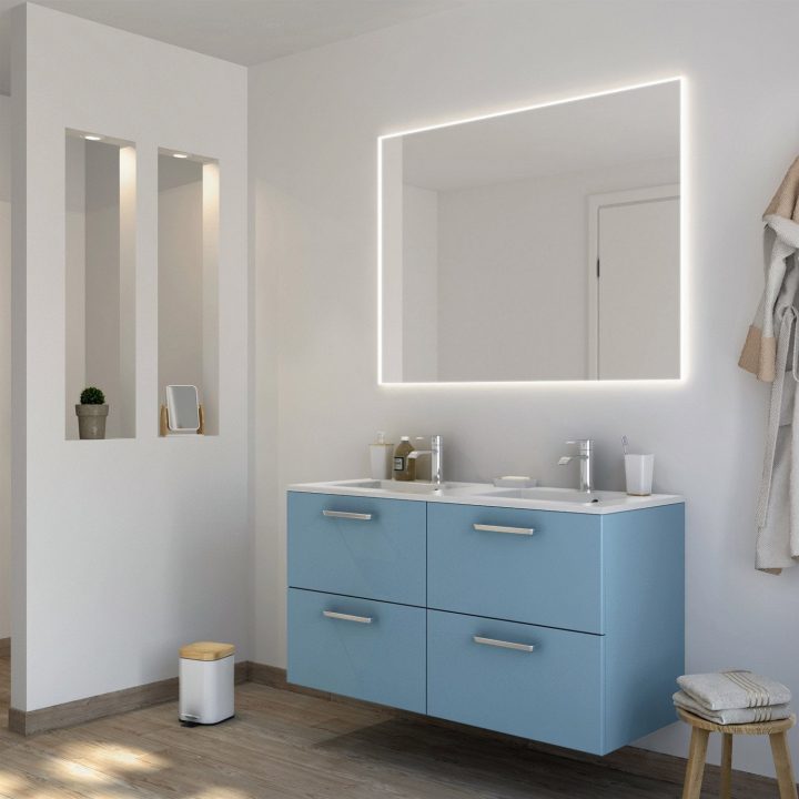Meuble De Salle De Bains Plus De 120, Bleu, Neo Line concernant Salle De Bain Leroy Merlin