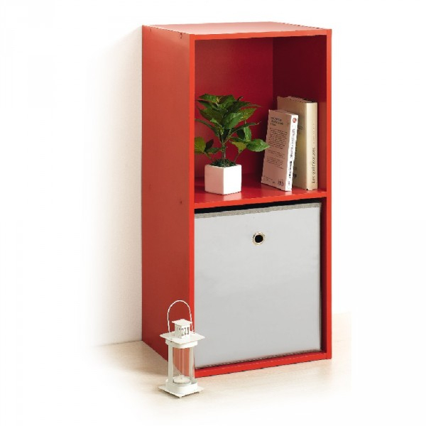 Meuble Déco Rangement 2 Cases Rouge – Bibliothèque Et concernant Petit Meuble Gifi