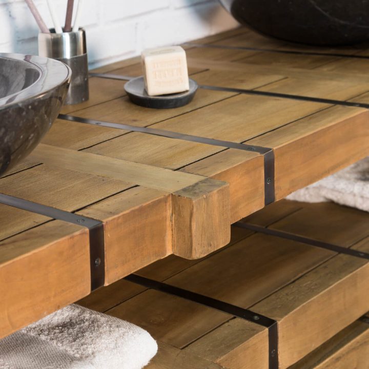 Meuble Double Vasque En Mindi Et Acier 160 Loft Naturel pour Meuble Salle De Bain Bois Massif Naturel Meuble Double Vasque En Mindi Et Acier 160 Loft Naturel pour Meuble Salle De Bain Bois Massif Naturel